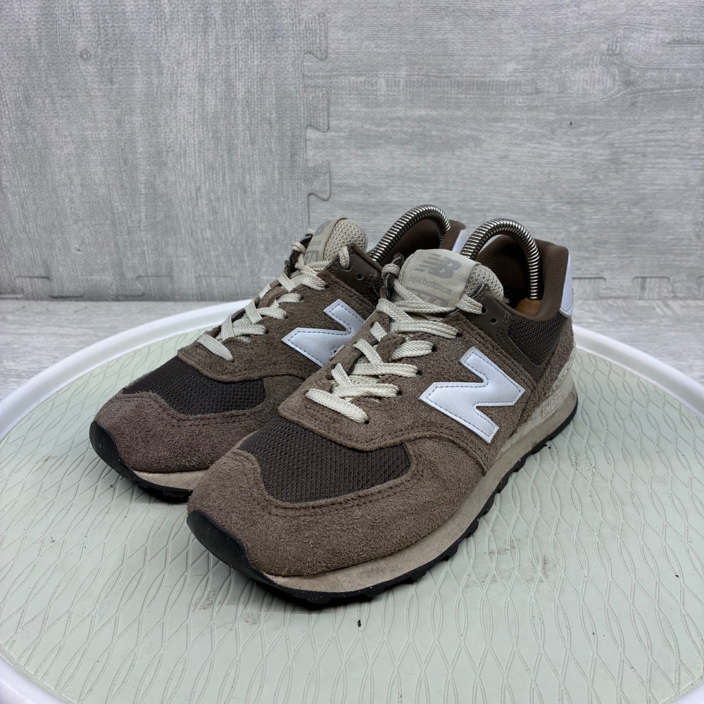 New Balance 574 Sneakers Mens 7 Dark Mushroom Angora Suede Mesh Low Top U574RBI
